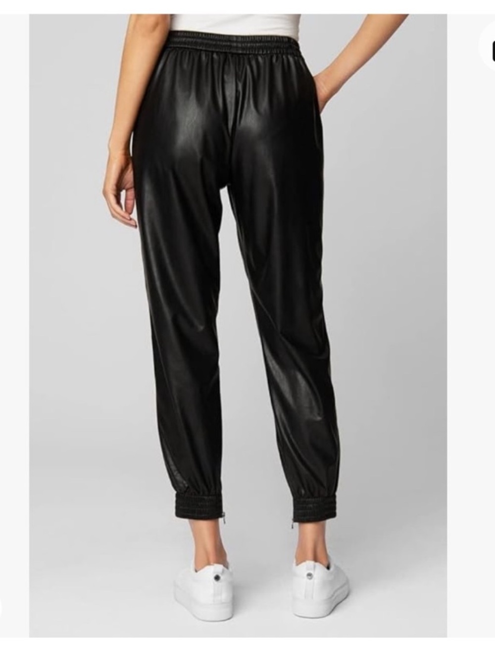 Blank NYC Black Faux-Leather Track Joggers - Picture 2 of 11